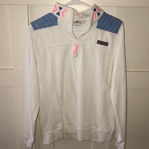 white, blue, and pink vineyard vines pullover